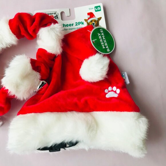 Outward hound Holiday Hatz & Bell Collar 2 PK Christmas Red /White - Picture 3 of 3